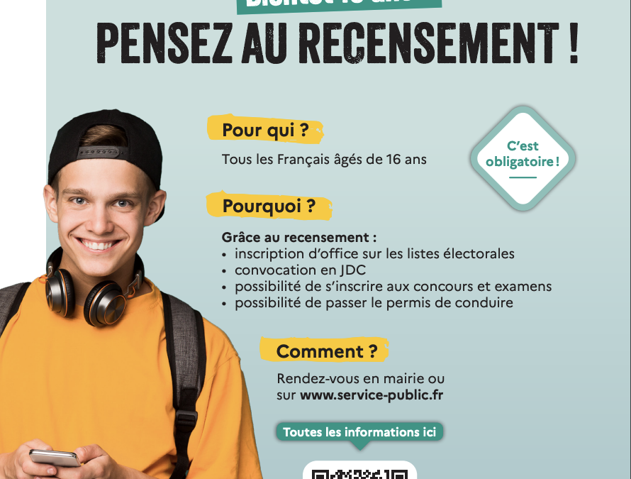 N&rsquo;oubliez pas votre recensement citoyen !